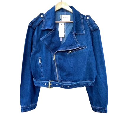 Sheike Indigo Blue Denim Biker Jacket Size 16  