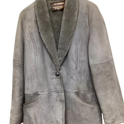 Vintage Kagan Leather "Made in Australia" Genuine Sheepskin Shearling Coat – Grey/Taupe