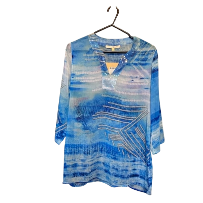 Noni B Womens  Size 12 V-Neck Top Blue 