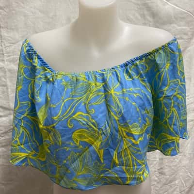  Womens  Size M Off-the-shoulder Top Blue / Yellow 