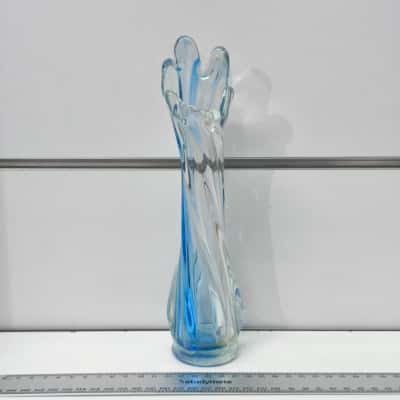 Blue and Clear Glass Art Vase 