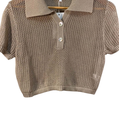 BNWT Bayse Women Short Sleeve Top Nude Size L