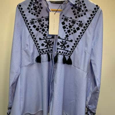 Zara Womens Size L Blue Shirt BNWT
