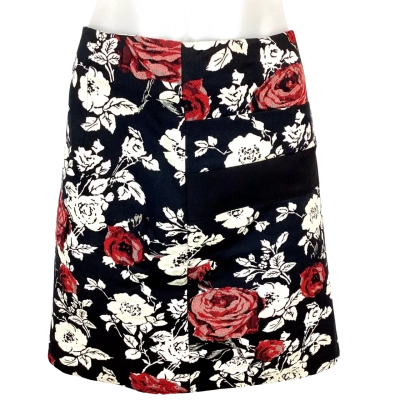 Cue - Floral Mini Skirt - Black / White/ Red Size 10