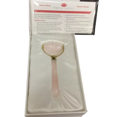 NEW - White Lotus Rose Quarts Facial Roller Pink  