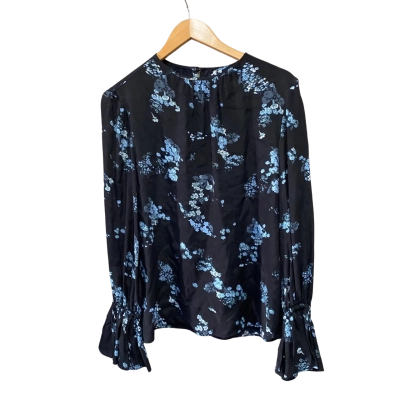 Viktoria & Woods Womens  Size 8 Floral Long Sleeve Shirt Black  / Blue 