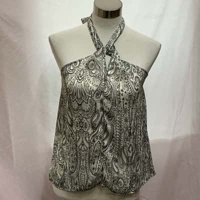 Liu jo Womens  Size 12 Halter Neck Top Black  / Pattern / White 