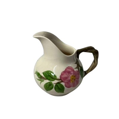 Vintage Cream / Pink Floral Pattern Pottery Milk Jug