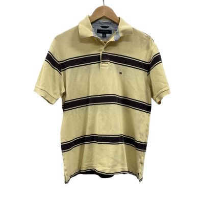 Tommy Hilfiger Mens Size M Polo Shirt Black / Cream 