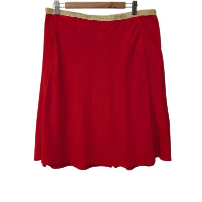 Essaye A-Line Red Linen Skirt with Gold Trim 