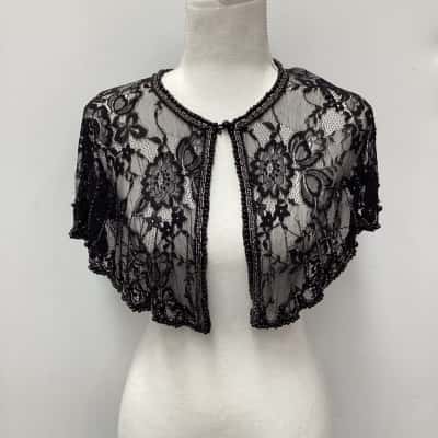 Alannah Hill Womens  Pelerina One Size Black and silver beading and netting