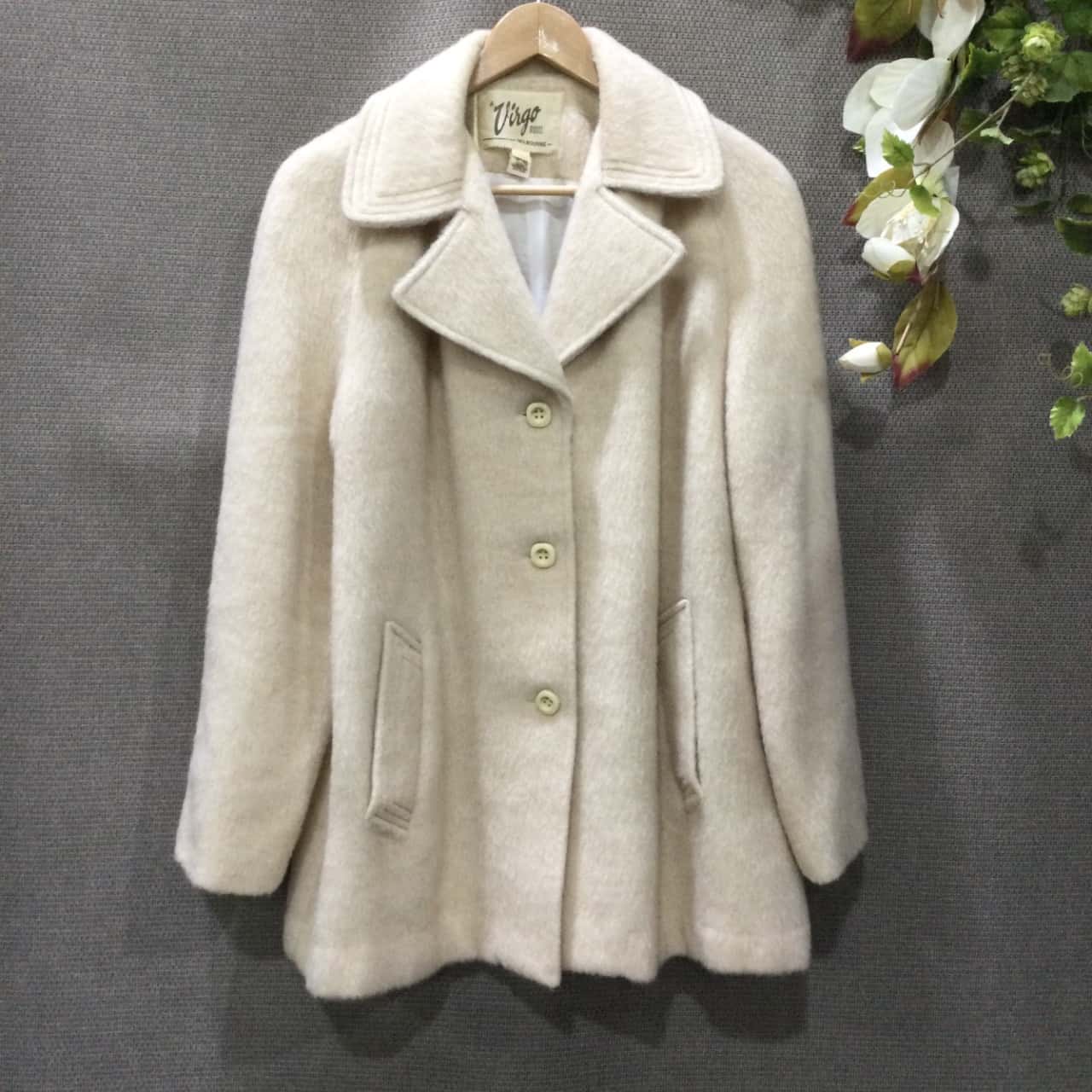 OUTLET SALE- 訳あり品など大放出 Wool Womens Virgo, Coat, (s) Cream 14, Size ジャケット・アウター