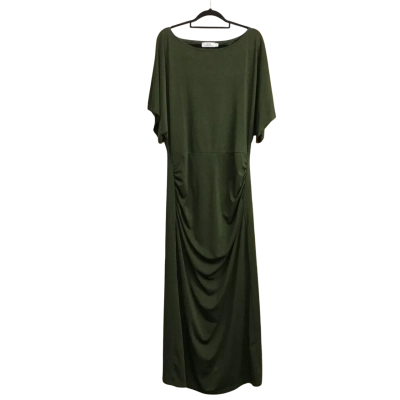  fria Womens  Size 12 Dark Khaki Ruched Maxi Dress