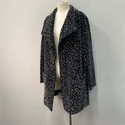 Fields Women Size 16 Open Wool Jacket Black  / Grey / White 