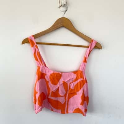 Mister Zimi Pink Orange Pattern Cropped Cami Top  Size 8