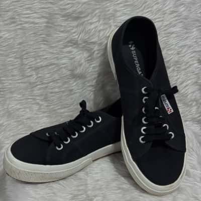 Superga Womens Size 40 Sneakers Black / Silver / White