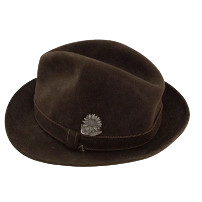  Vintage Mens  German Oktoberfest / Hunting Felt Hat Size S-M Brown READ DESCRIPTION 