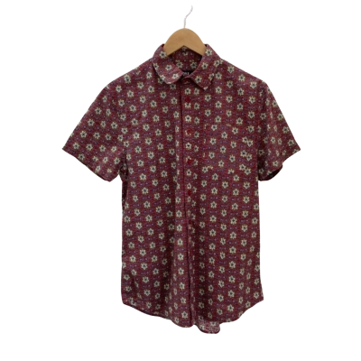 Dangerfield Mens  Size S Short Sleeve Shirt Red / Geometric Floral Pattern