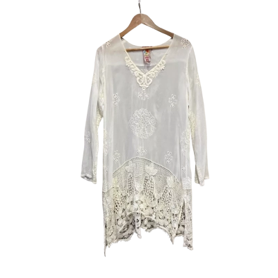 Johnny Was Womens  Size S Long Sleeve Tunic Top White 