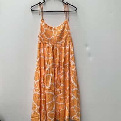 Mister Zimi Womens  Size 12 Babydoll Dress / Shoestring Strap Dress Pattern / Yellow 