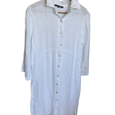 “Charlie B” pure linen Womens  Dress - Size M White 