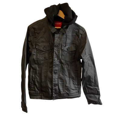 NEW - “Guess” Mens  Size L -M Black  stretch bomber style jacket