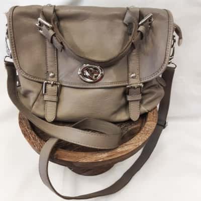 Lovely soft grey beige Italian leather satchal Style bag