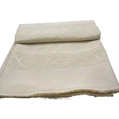 3 Large Pieces Damask???? Ecru Man-Made Fabric with Parallel Design 380x 140- 274 x 140 & 140x 140 cm       FAB3