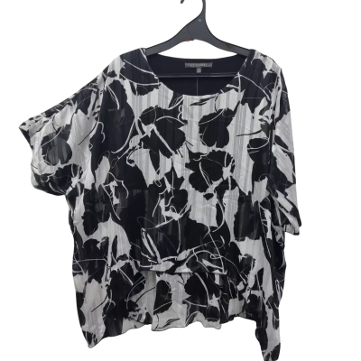 Women's Liz Jordan Short Sleeve Top Size 14  Black/Floral/White 