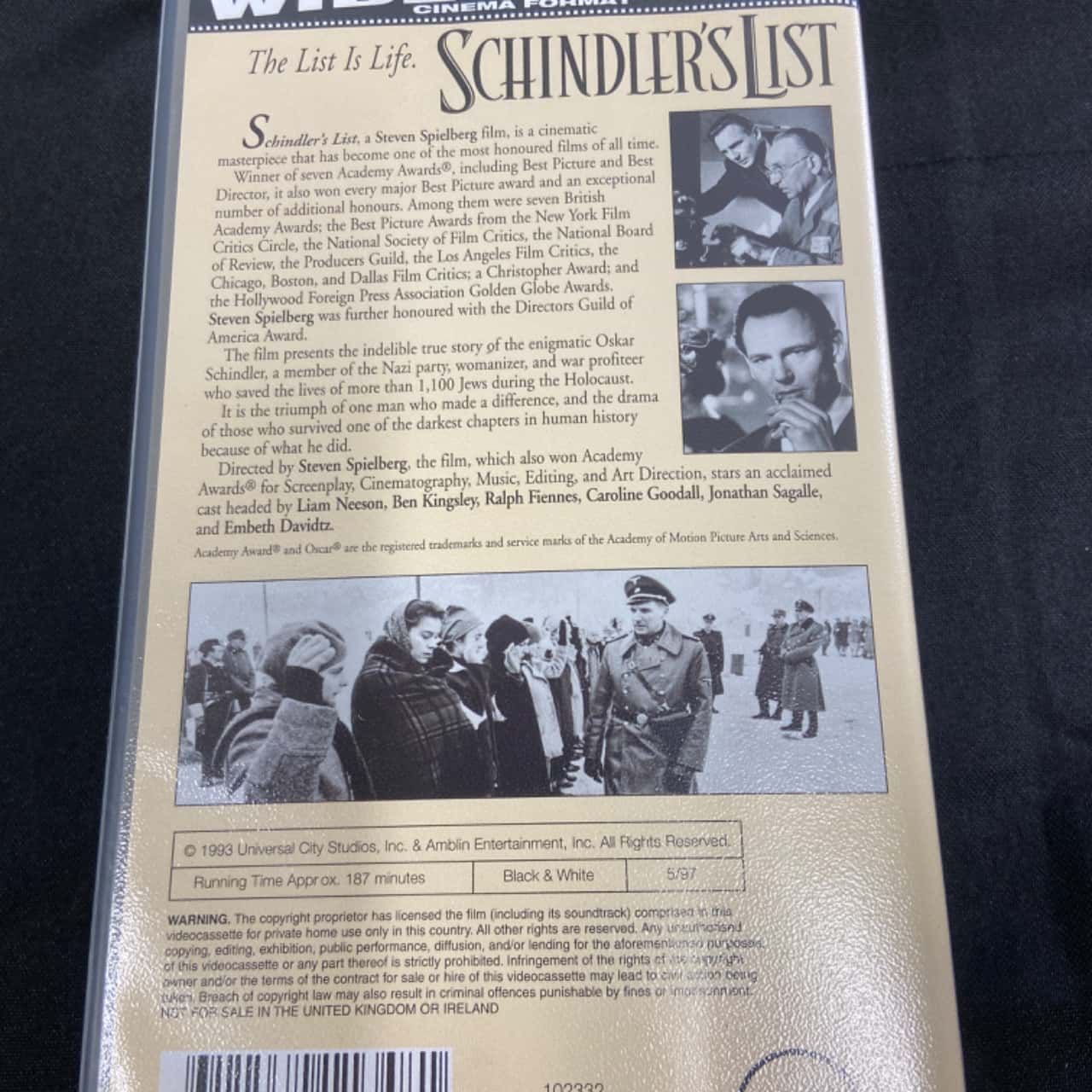 Universal Schindler’s List Limited Edition VHS Boxed Set