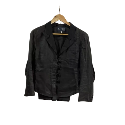 Armani Jeans Womens  Size 8 Linen Blazer Black 