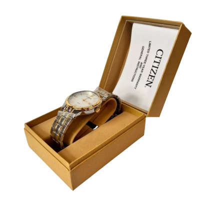 Citizen Mens Two Tone WR50 Analogue Date Watch with Box