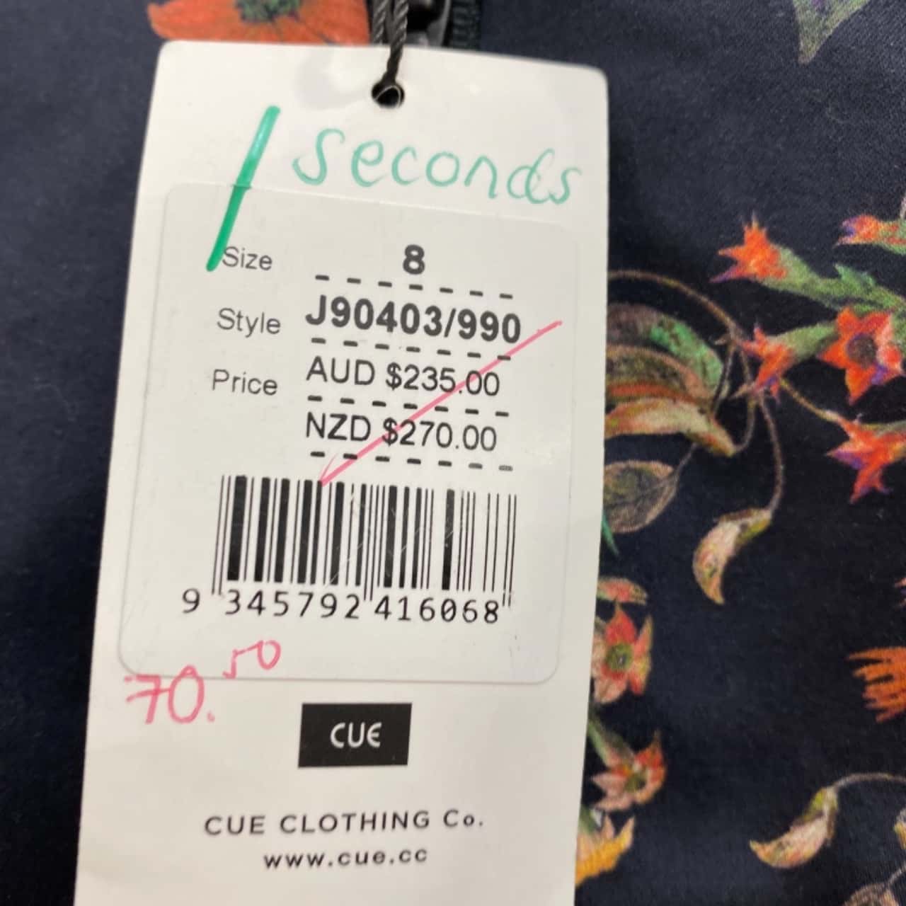 Cue Womens Size 8 Floral Dress Black / Floral missing belt (s)