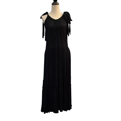 Decjuba Womens Size M Midi/Shoestring Strap Dress Black