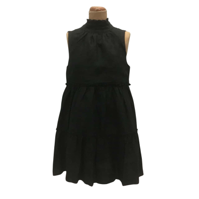 AERE Sleeveless Smock Dress Size 8 Black Linen  