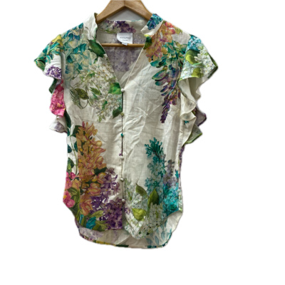 Once/Was Womens Blouse Size 0 Floral / White 