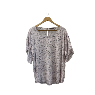 Jacqui-E Womens  Size 18 Long Sleeve Top Pink  / Leaf Pattern