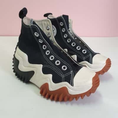 Converse Unisex Size 35 Run Star Motion Platform Hi Top Black Sneaker