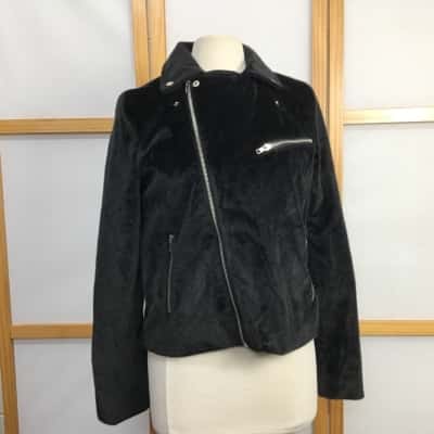 Lee Womens  Size 14 Black Faux Fur Zip Up Jacket