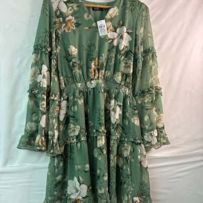 Dotti Womens  Size 10 Casual Dress Floral / Green 