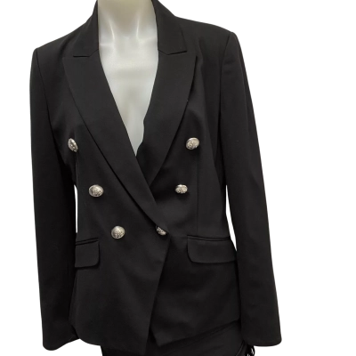 Portmans Womens  Double Breasted Blazer Size 12 Black  / Silver 