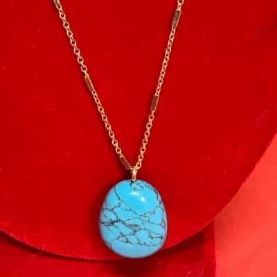 Women's Lovisa 3 Strand Gold Tone Chain Necklace with Turquoise Stone