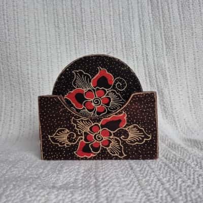 Batik Wooden Coasters in case