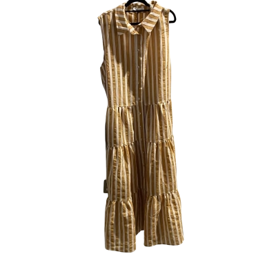 City Chic Womens  Size 20 / L Maxi Dress Brown / Cream With Belt 