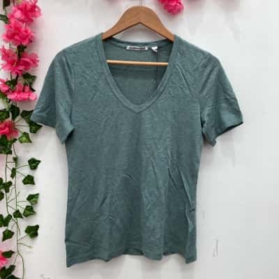 Country Road Womens V-neck Short Sleeve Top Size S Sage 
