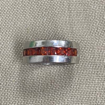  Womens 925 Silver Ring with Red Inlay