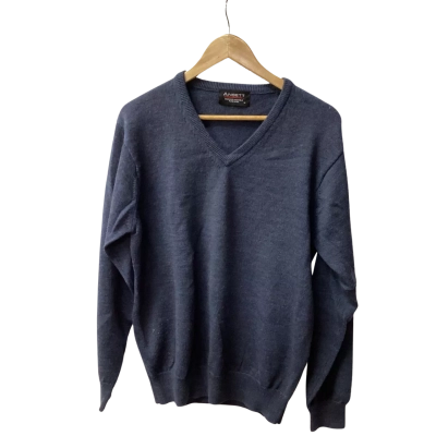  Vintage Ansett Mens V-Neck Jumper Blue 100% wool D