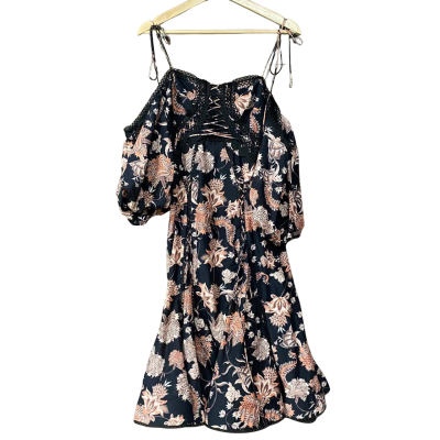Thurley Womens Size 10 Floral Black Dress 