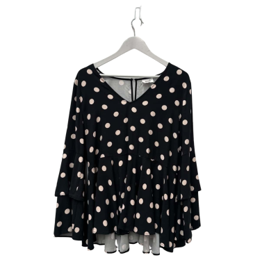 Seed Womens  Size 14 Black  and peach dots  flared sleeve top