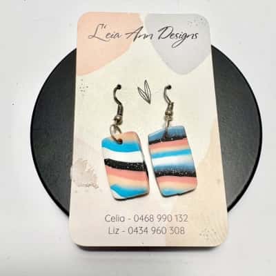 New Leia Ann Designs Retro Striped Resin Hook Earrings 